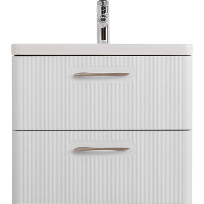 База под раковину BELBAGNO DUE-600-2C-SO-BM-P подвесная с двумя выкатными ящиками Белый металлик 600x422x500